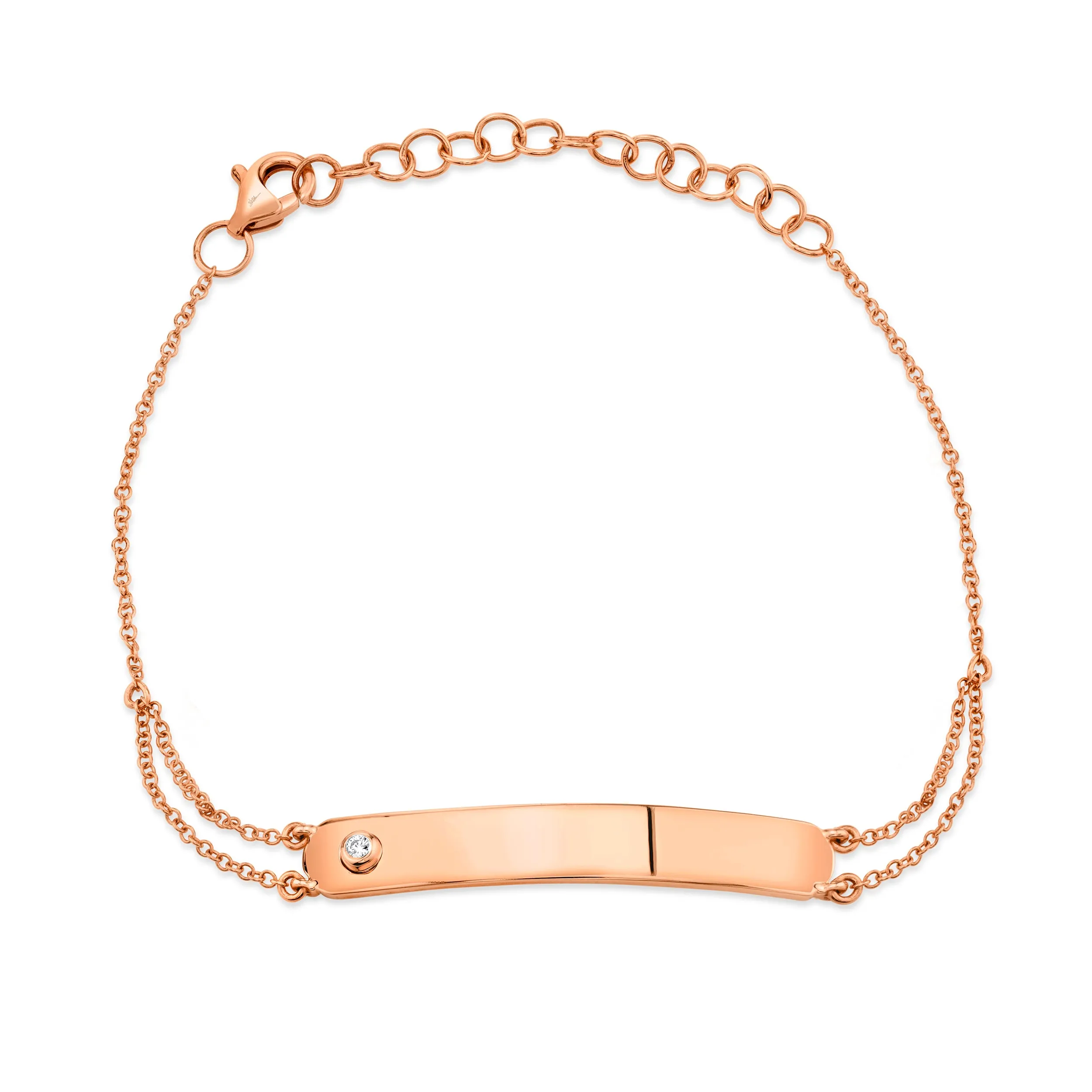 0.02CT Diamond Bar ID Bracelet: Timeless Elegance and Personalized Charm