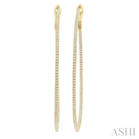 1 Ctw Inside & Outside Round Cut Diamond Hoop Earring in 14K Yellow Gold