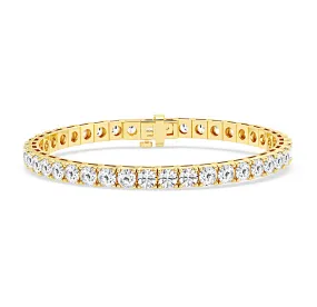 14.00 Carat tw Beautiful Yellow Gold Round Brilliant Cut Shiny Diamond Ladies Tennis Bracelet.Secure Double Clasp.