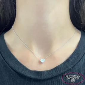 14K GOLD 1.50 CT LAB GROWN DIAMOND HEART NECKLACE