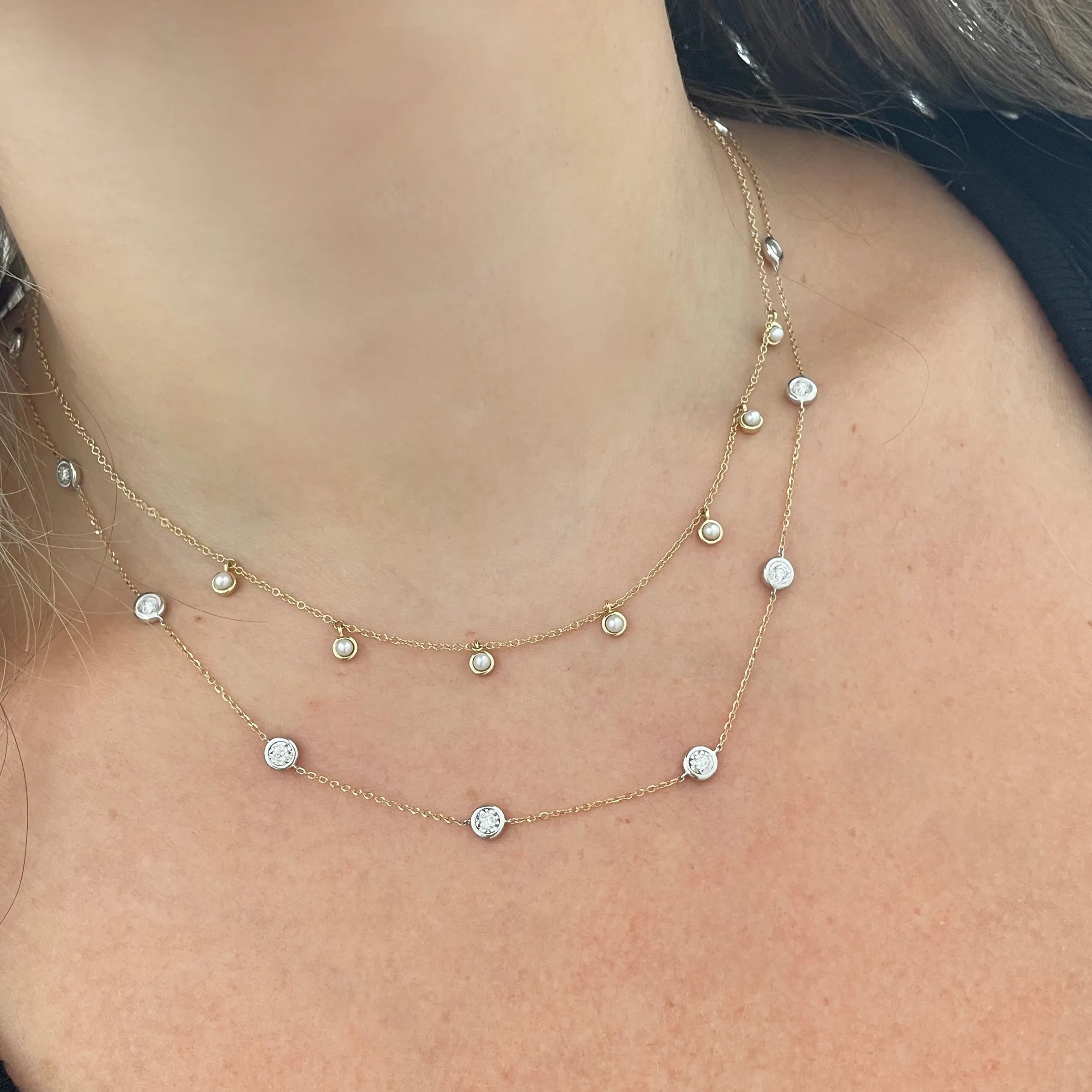 14K GOLD 18" LARGE DIAMONDS BY THE YARD NECKLACE