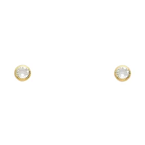 14K Gold CZ Round Stud Earrings (4mm)
