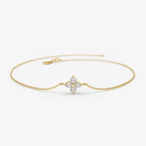 14K Gold Diamond Clover Bracelet