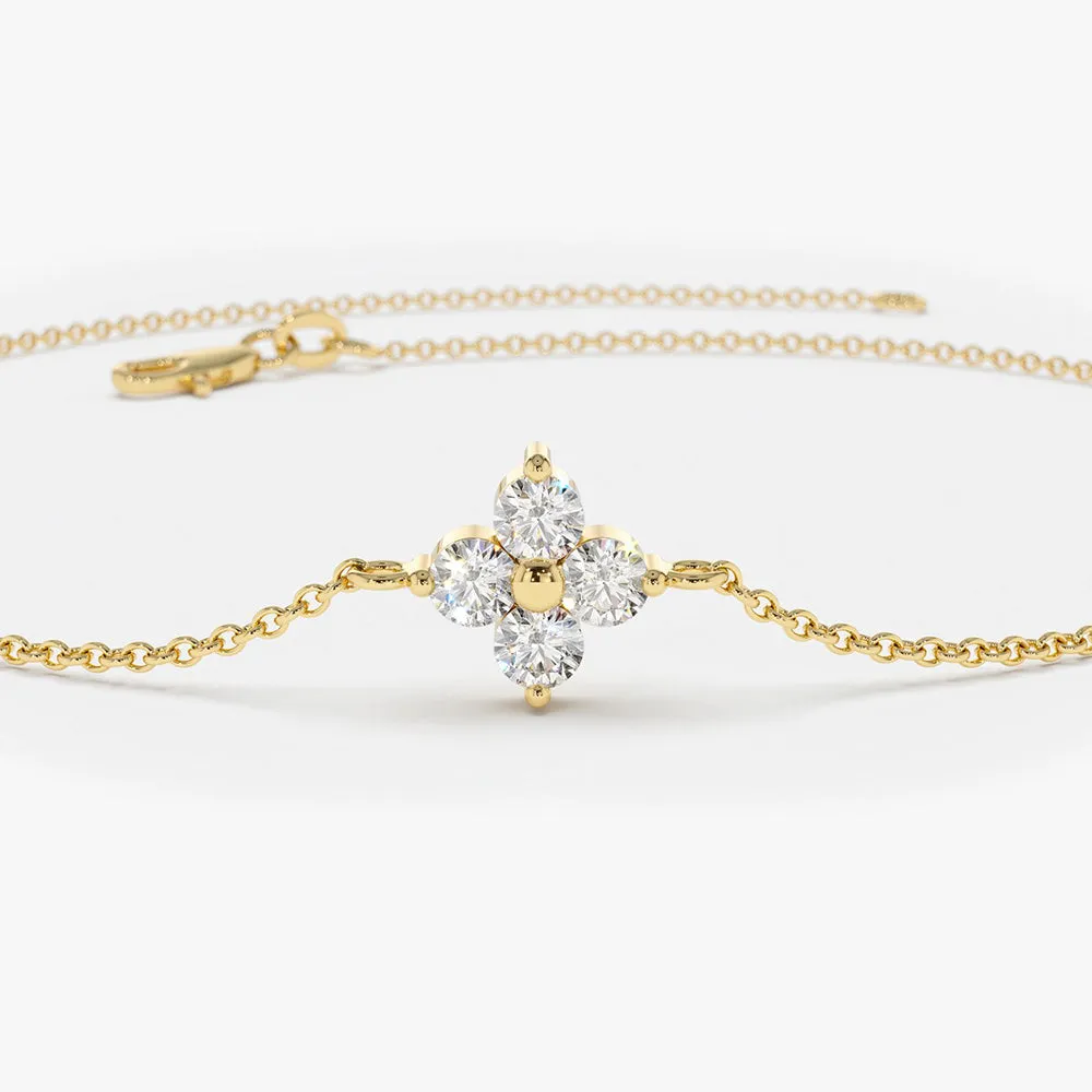 14K Gold Diamond Clover Bracelet