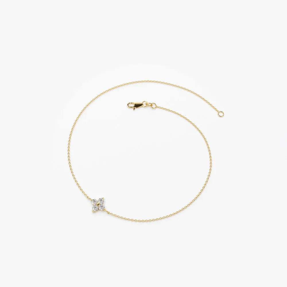 14K Gold Diamond Clover Bracelet