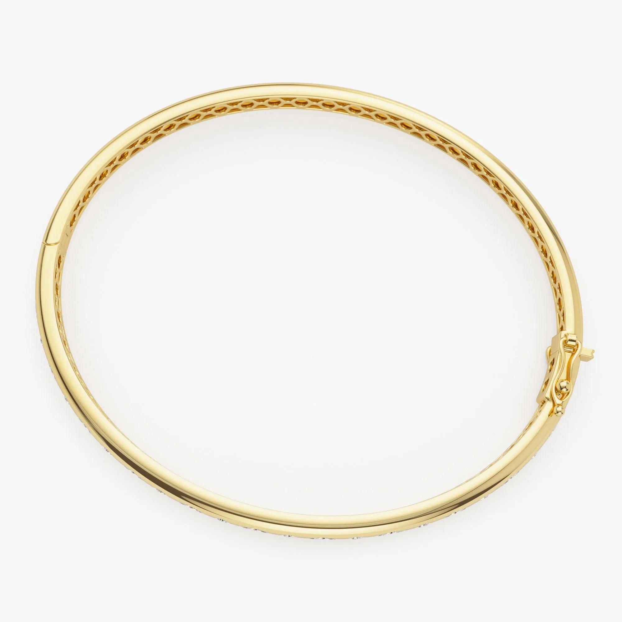 14k Gold Flush Setting Marquise Shaped and Round Diamond Bangle