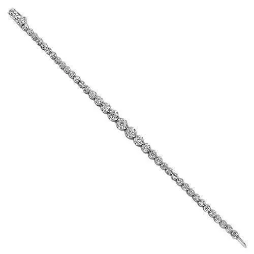 14K White Solid Gold Womens Diamond  Bracelet 3.25 Ctw