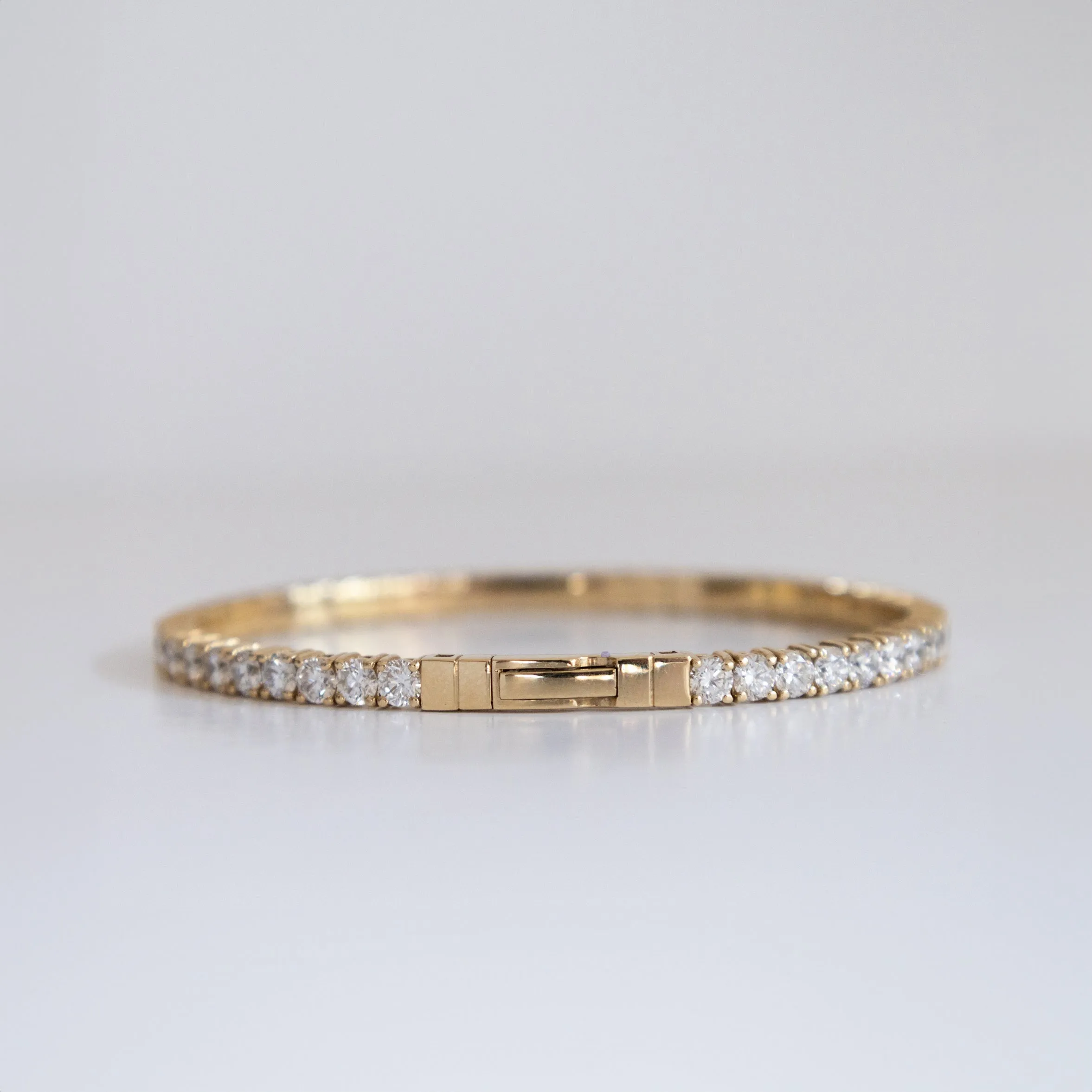14K Yellow Gold Flexible Bangle Tennis Bracelet with 8.5ct 3.5mm Lab-Grown Diamonds (E Color, VVS Clarity)