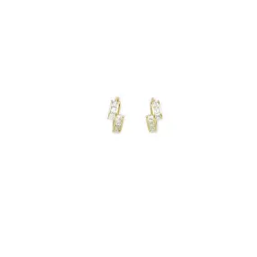 14kt Yellow Gold CZ Square Huggy Earrings