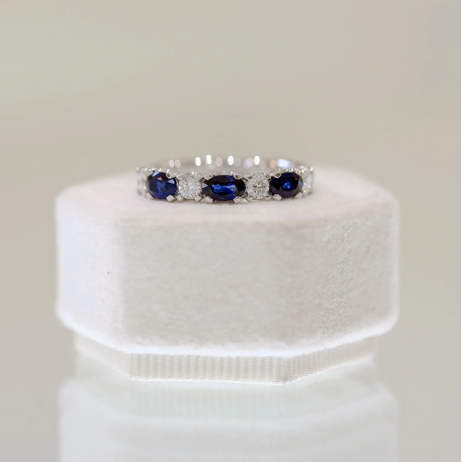 14kw 5-Stone Oval Sapphire & Diamond Ring