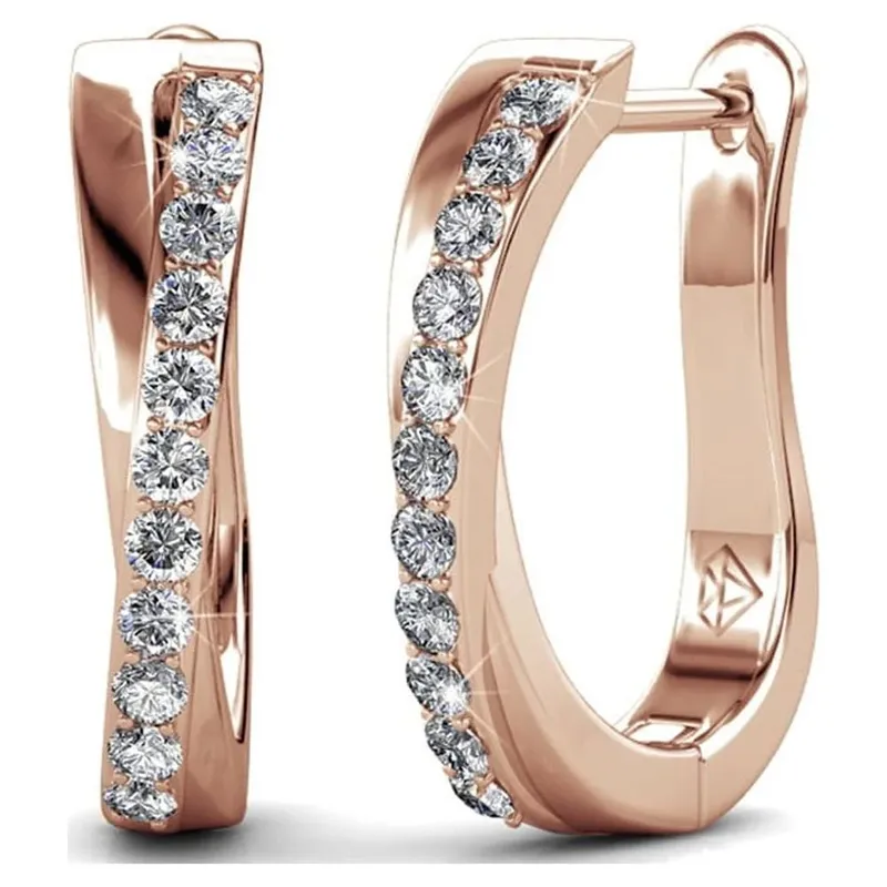 18k Gold Plated Hoop Earrings with Swarovski Crystals