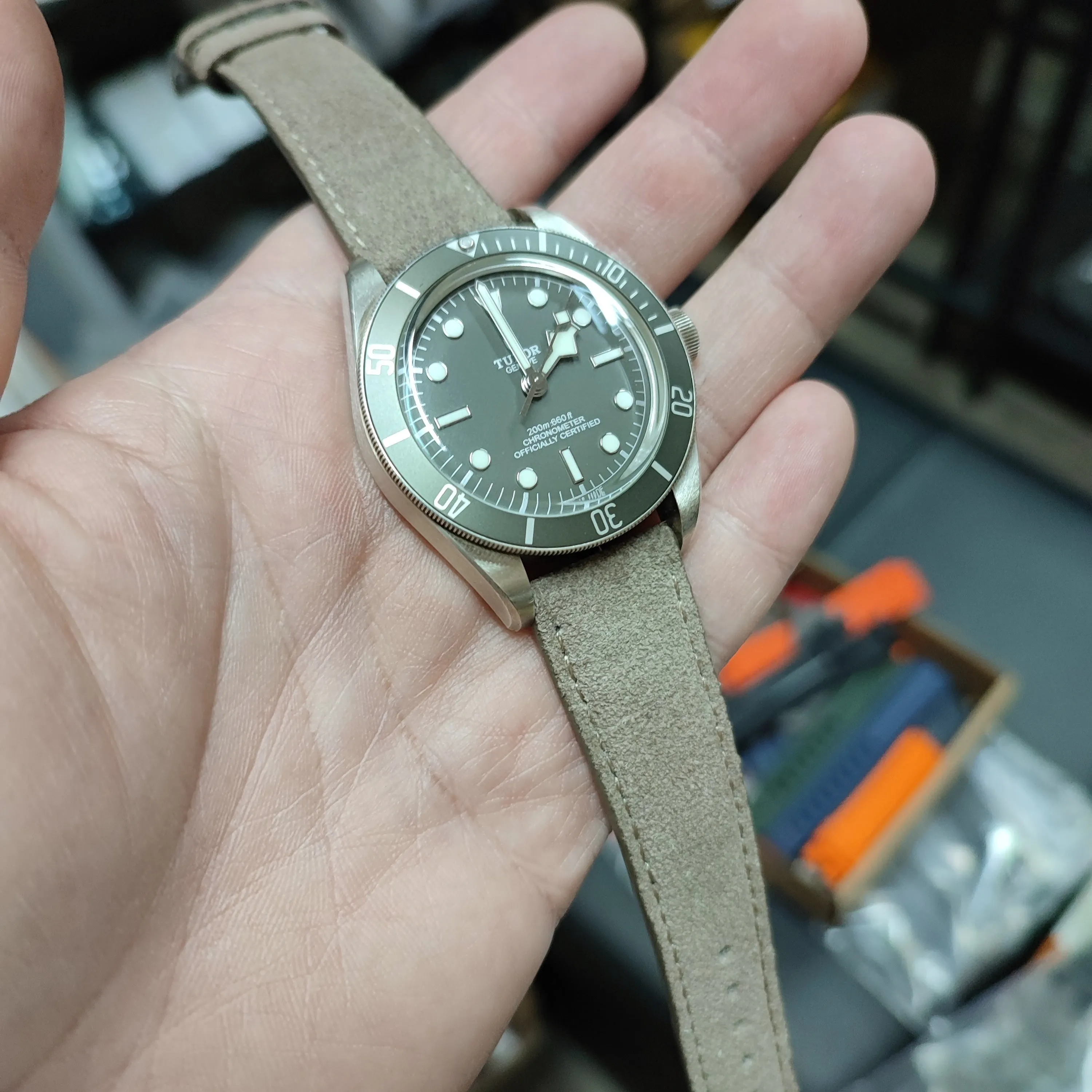 20mm, 22mm Rhinoceros Grey Suede Leather Slim Watch Strap