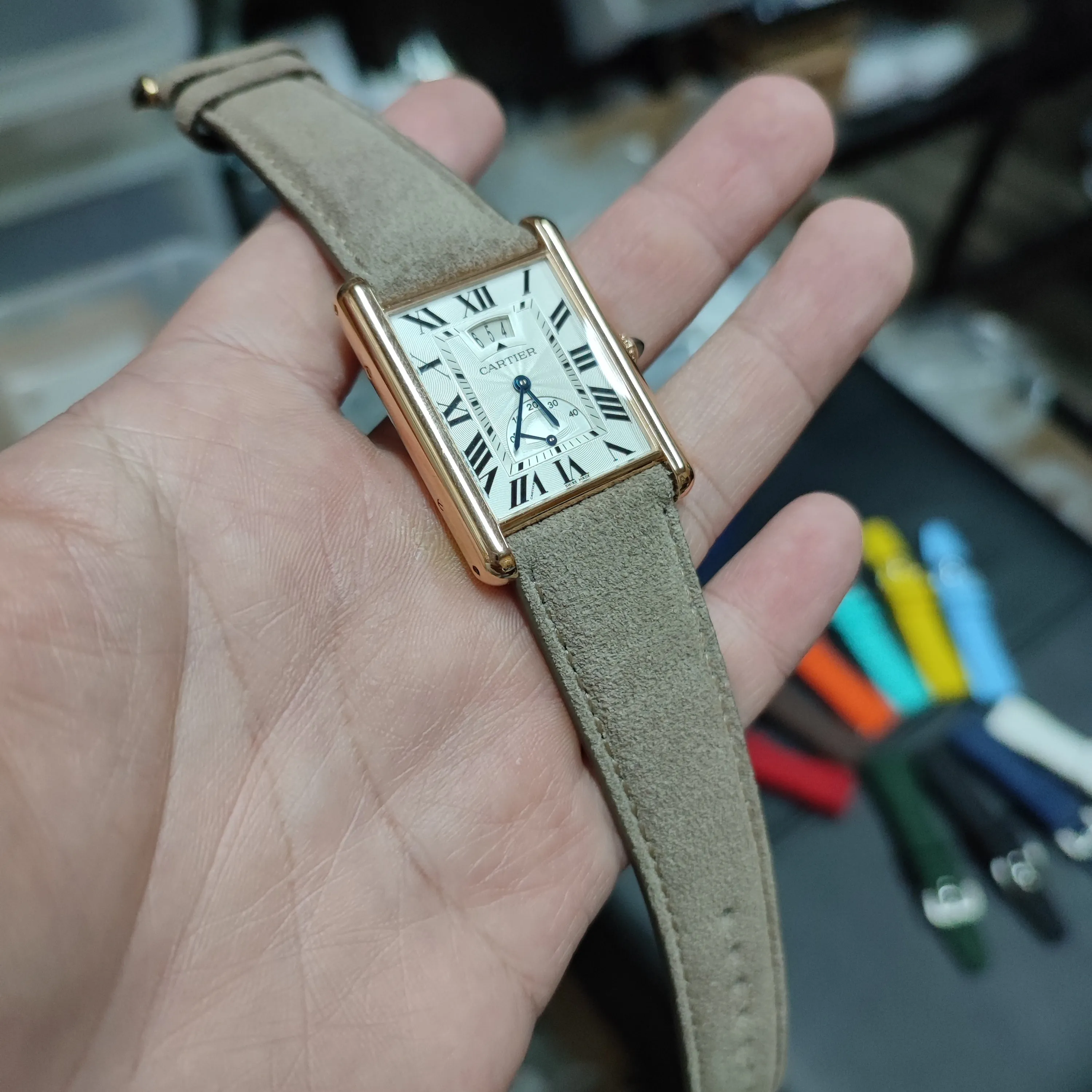 20mm, 22mm Rhinoceros Grey Suede Leather Slim Watch Strap