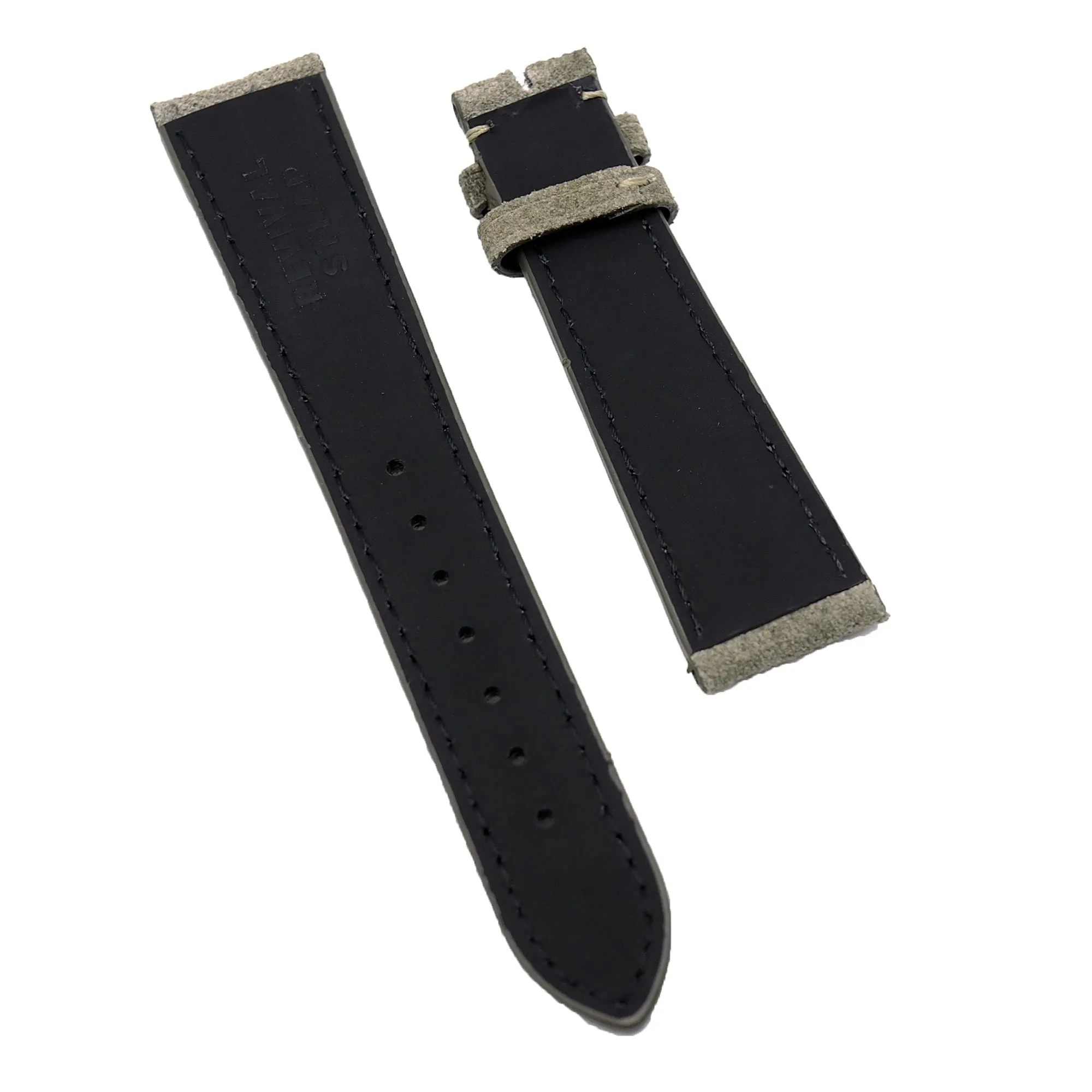 20mm, 22mm Rhinoceros Grey Suede Leather Slim Watch Strap