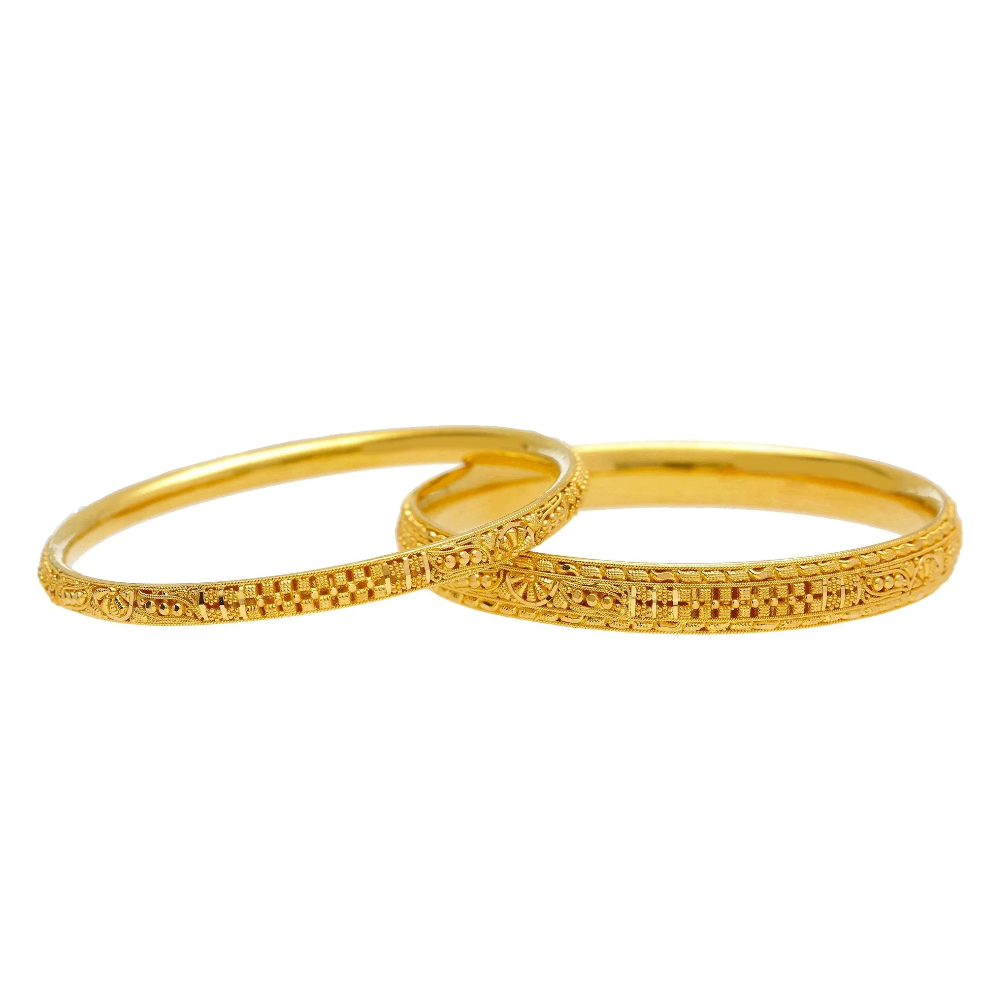 22K Yellow Gold Domed Bangles Set of Six W/ Thick & Thin Bangles 92.7 Grams