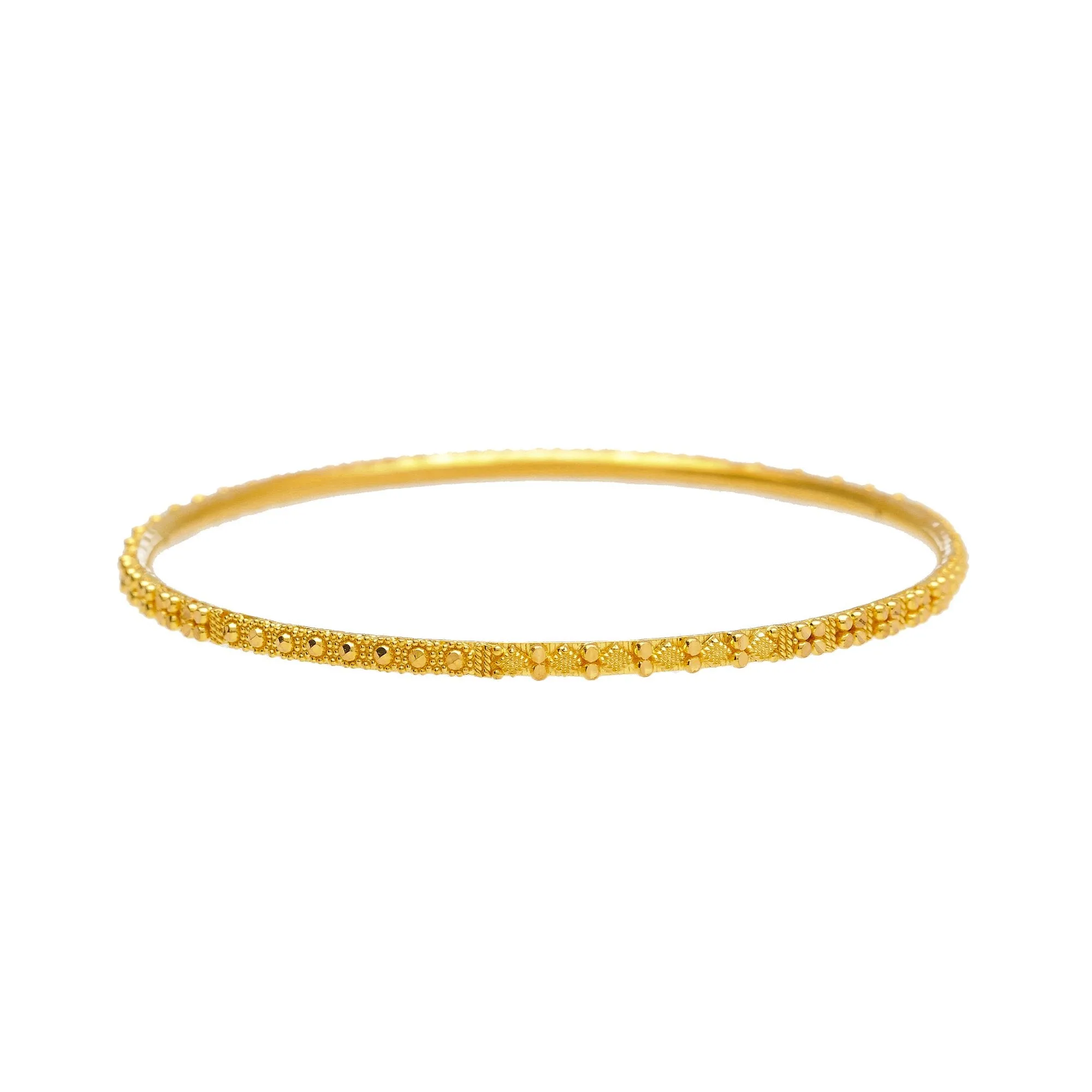 22K Yellow Gold Thin Bangles Set of Twelve W/ Protruding Designs, 116.5 Grams