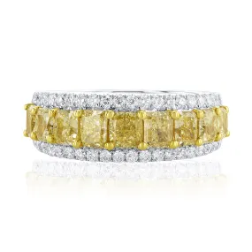 2.69 Carat Natural Yellow Diamond Band in 18K White & Yellow Gold