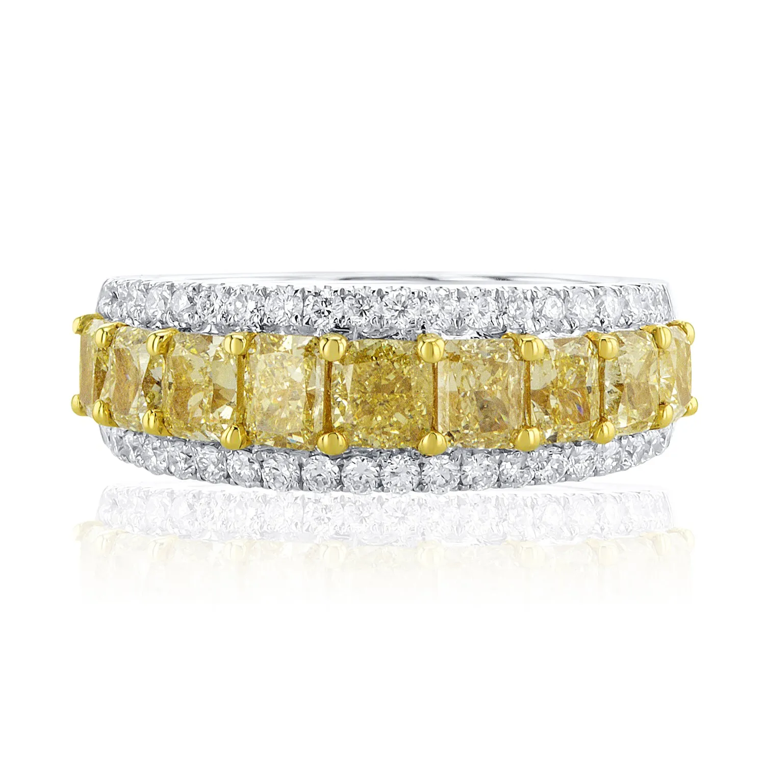 2.69 Carat Natural Yellow Diamond Band in 18K White & Yellow Gold
