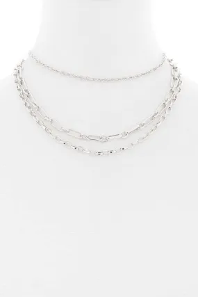 3 Layered Metal Chain Necklace