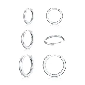 4 Pairs 925 Sterling Silver Hoop Earrings 14K White Gold Plated Small Silver Hoop Earrings for Women Huggie Cartilage Hoop Earrings for Women Men (6 8 10 12 MM)