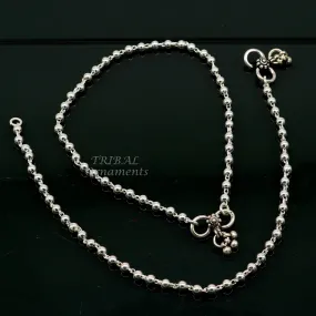 4mm 9"to 12" 925 sterling silver beaded/ball chain anklet bracelet amazing light weight delicate anklets belly dance silver jewelry ank538