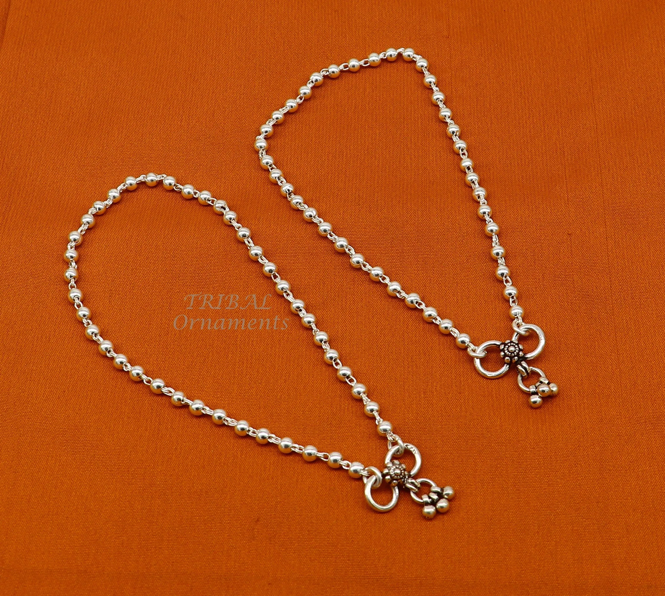 4mm 9"to 12" 925 sterling silver beaded/ball chain anklet bracelet amazing light weight delicate anklets belly dance silver jewelry ank538