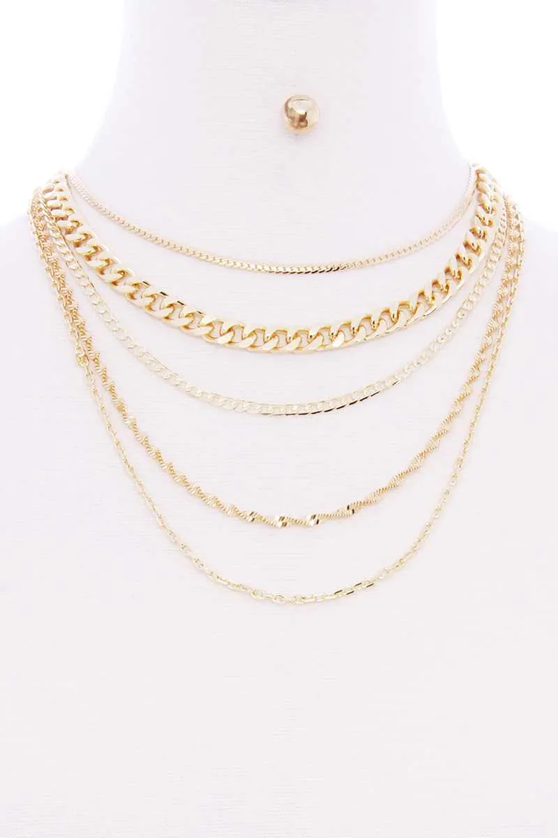 5 Layered Metal Chain Multi Necklace