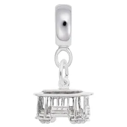 8256-Cable Car Charm Dangle Bead In Sterling Silver