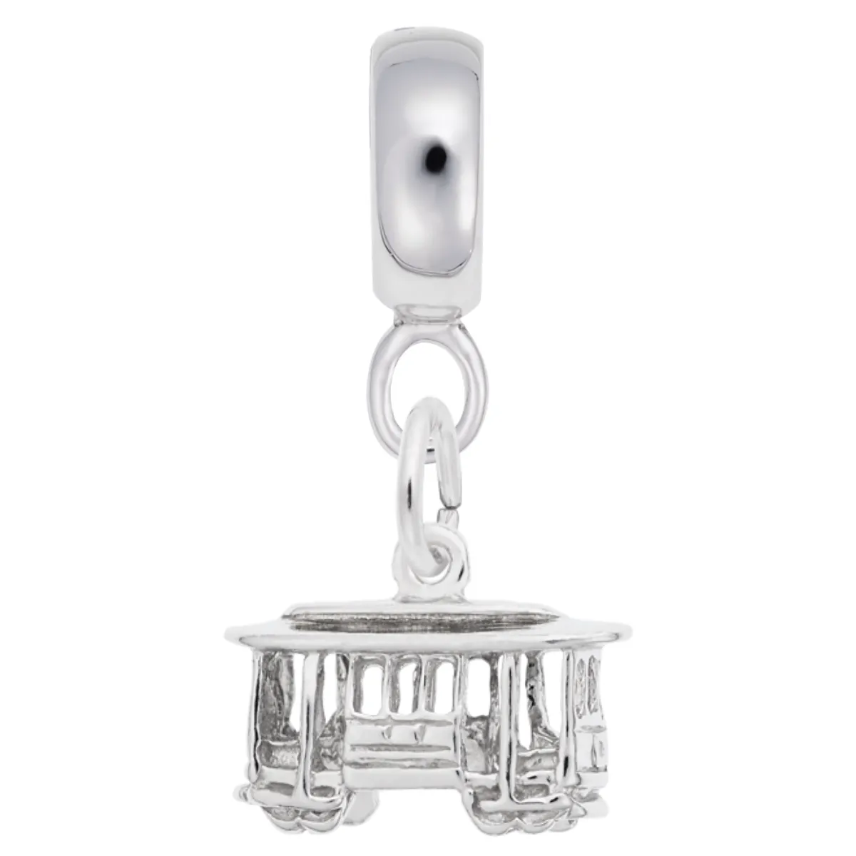 8256-Cable Car Charm Dangle Bead In Sterling Silver