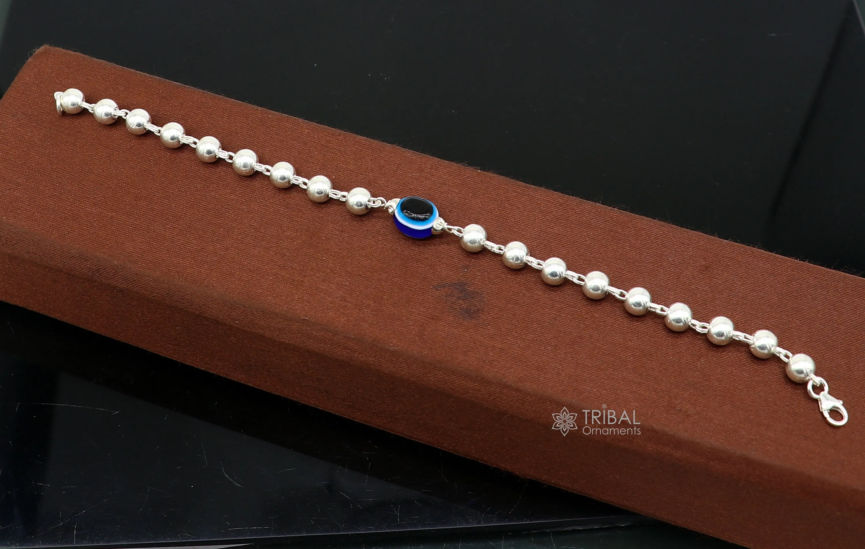 925 sterling silver handmade silver beaded evil eye bracelet, amazing stylish unisex cultural trendy bracelet all sizes jewelry sbr463