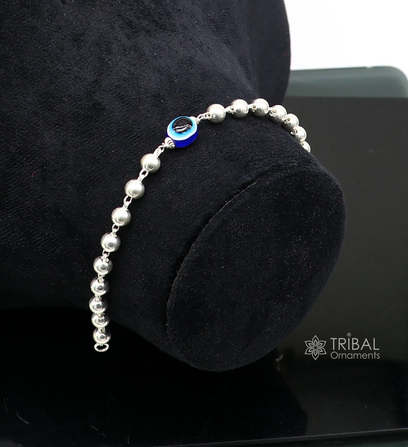 925 sterling silver handmade silver beaded evil eye bracelet, amazing stylish unisex cultural trendy bracelet all sizes jewelry sbr463