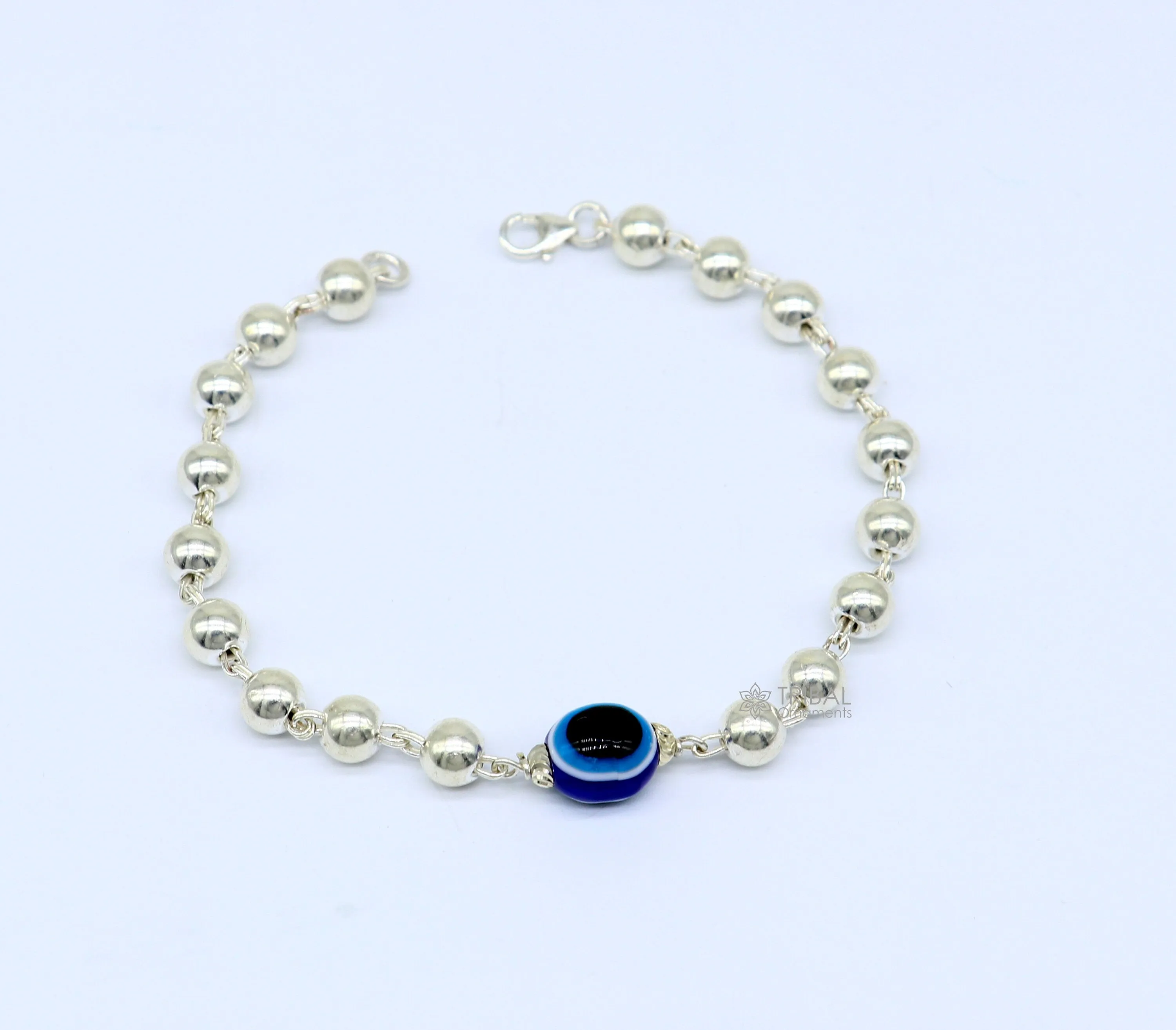 925 sterling silver handmade silver beaded evil eye bracelet, amazing stylish unisex cultural trendy bracelet all sizes jewelry sbr463