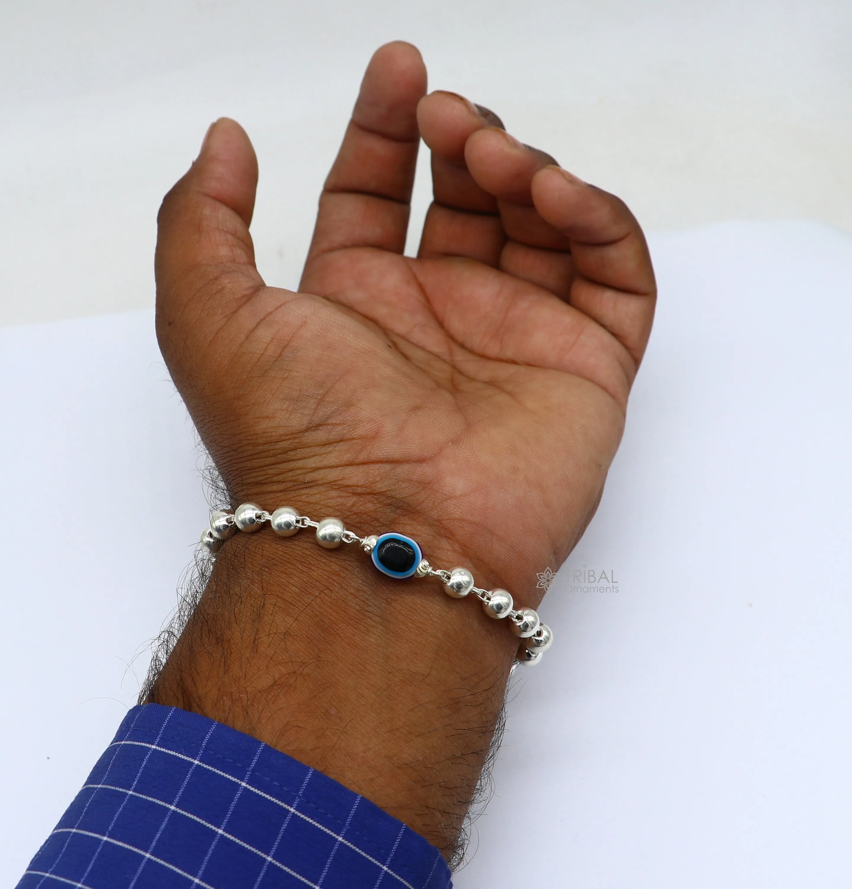 925 sterling silver handmade silver beaded evil eye bracelet, amazing stylish unisex cultural trendy bracelet all sizes jewelry sbr463
