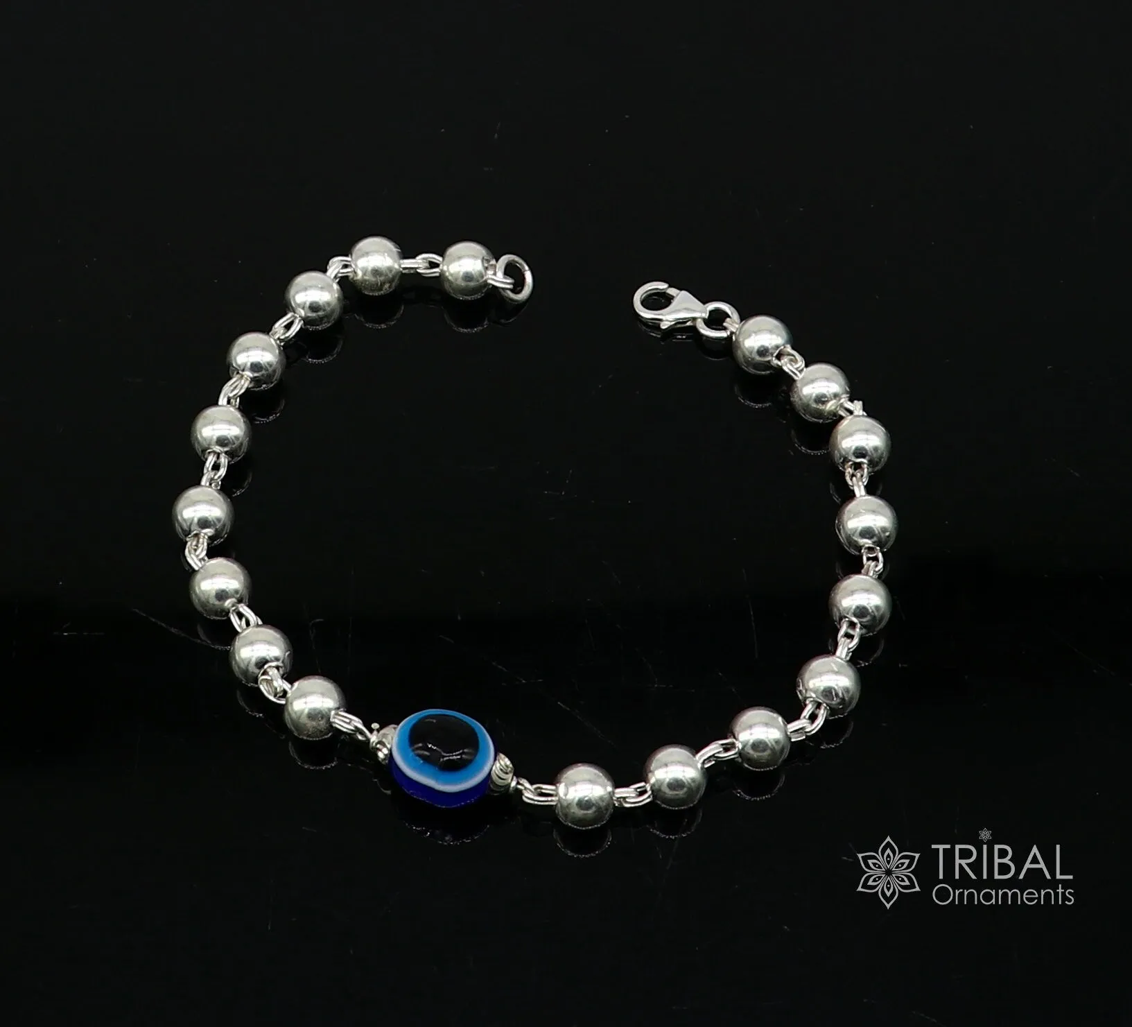 925 sterling silver handmade silver beaded evil eye bracelet, amazing stylish unisex cultural trendy bracelet all sizes jewelry sbr463