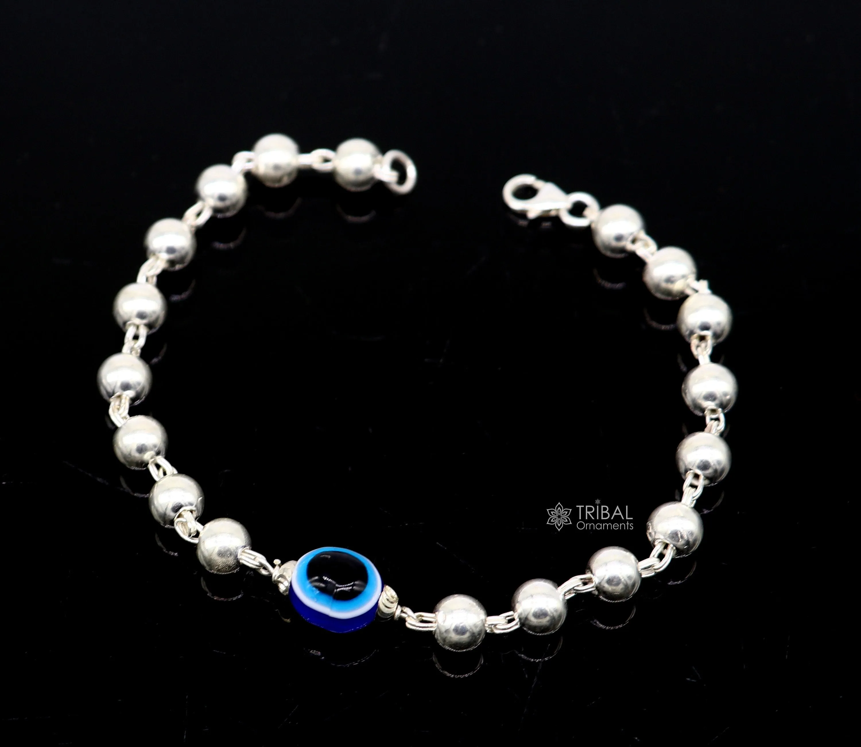 925 sterling silver handmade silver beaded evil eye bracelet, amazing stylish unisex cultural trendy bracelet all sizes jewelry sbr463