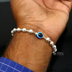 925 sterling silver handmade silver beaded evil eye bracelet, amazing stylish unisex cultural trendy bracelet all sizes jewelry sbr463