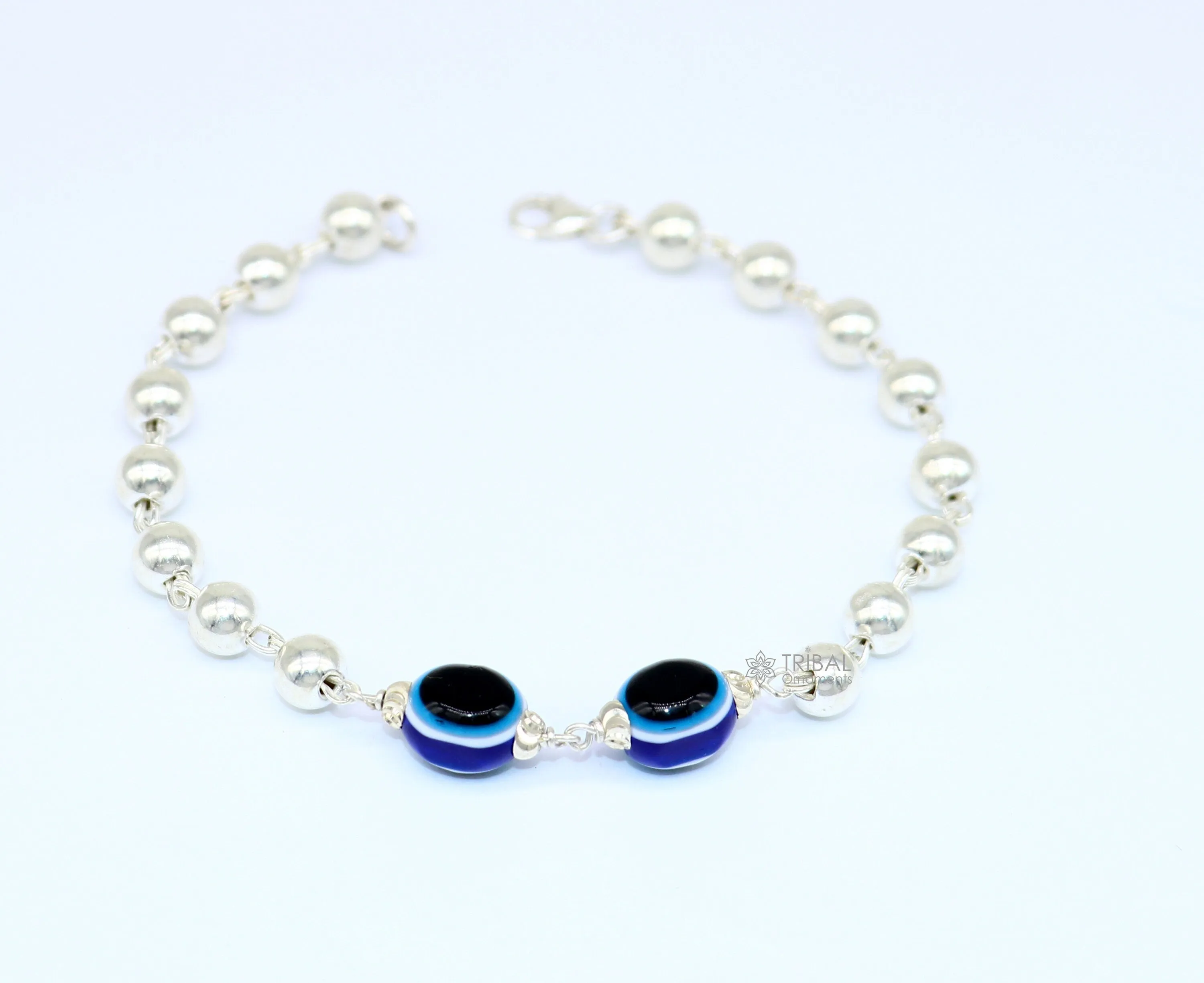 925 sterling silver handmade silver beaded evil eye bracelet, amazing stylish unisex cultural trendy bracelet all sizes jewelry sbr464