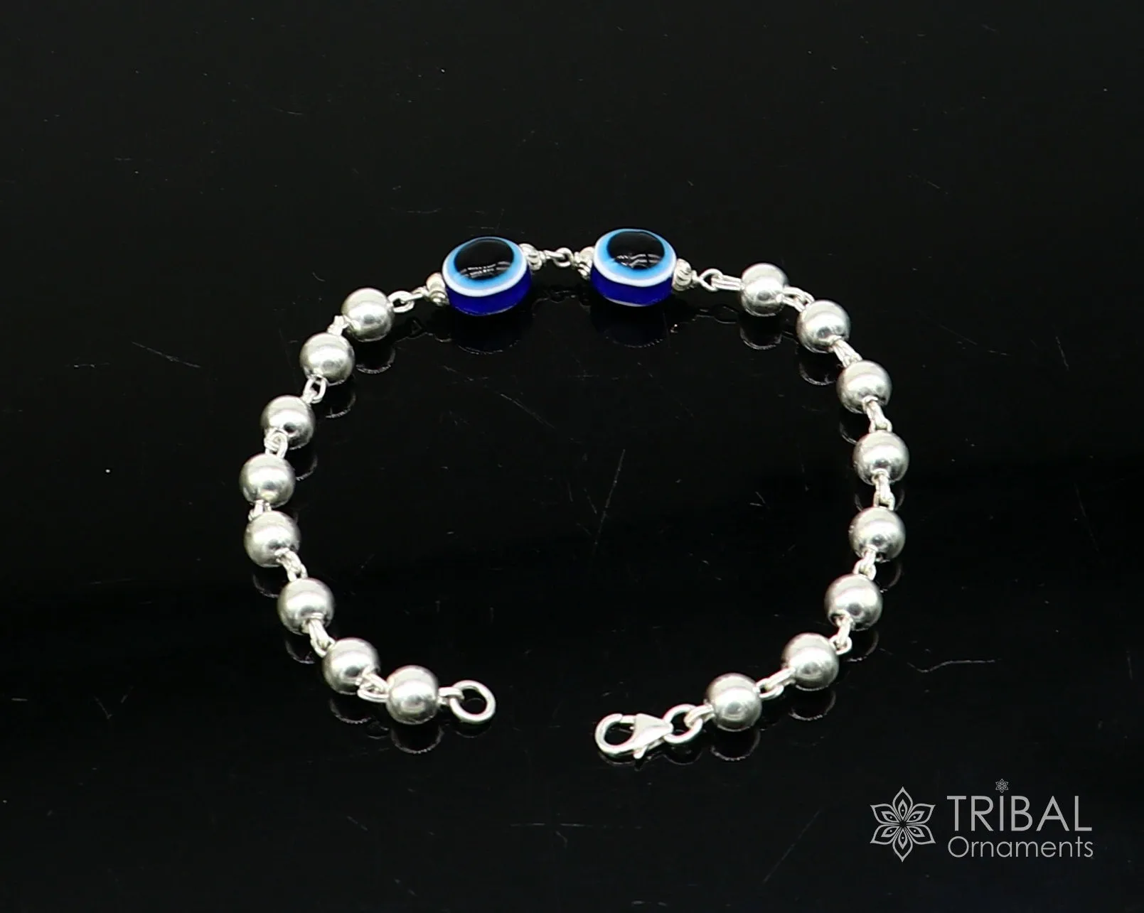 925 sterling silver handmade silver beaded evil eye bracelet, amazing stylish unisex cultural trendy bracelet all sizes jewelry sbr464