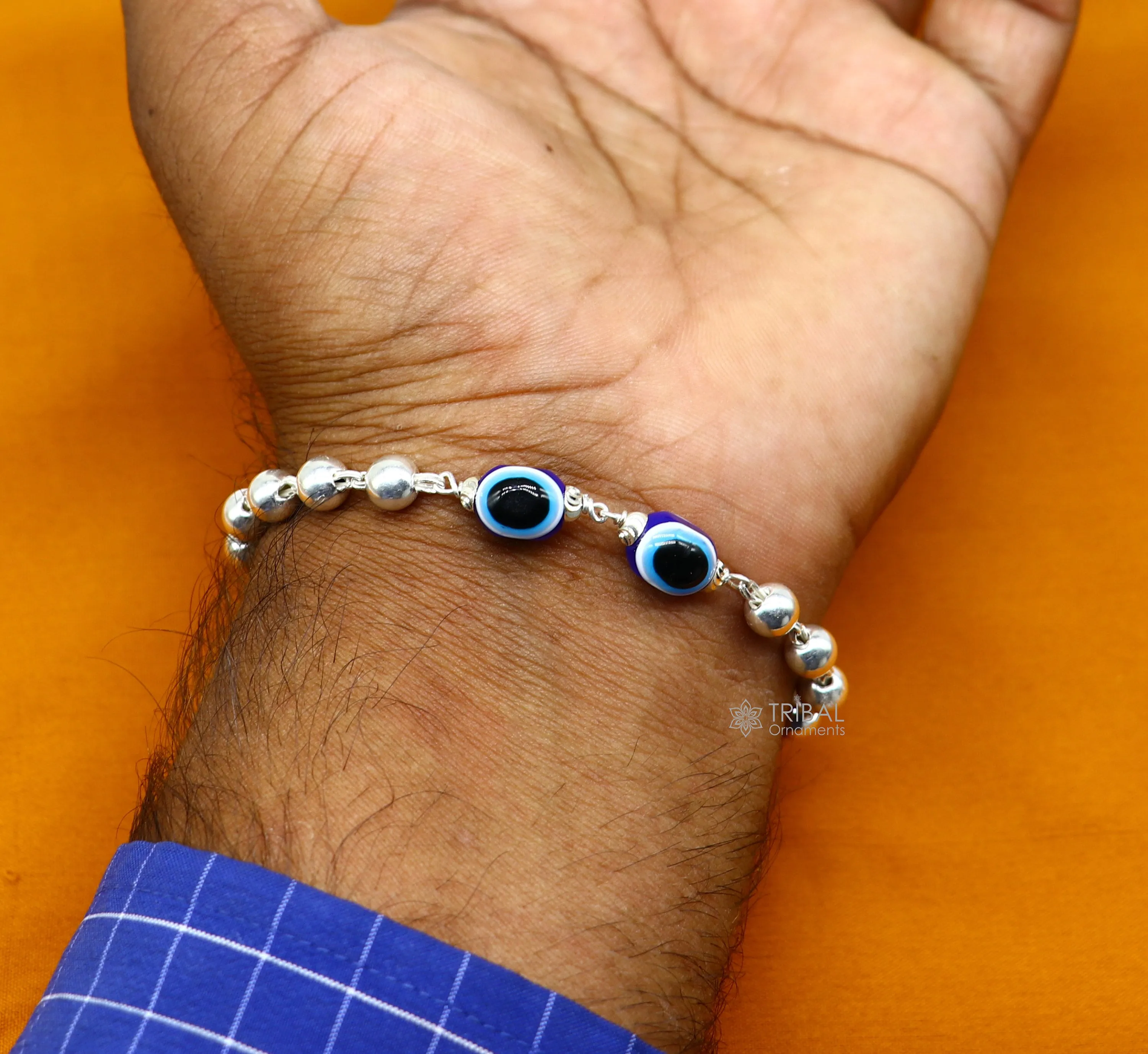 925 sterling silver handmade silver beaded evil eye bracelet, amazing stylish unisex cultural trendy bracelet all sizes jewelry sbr464