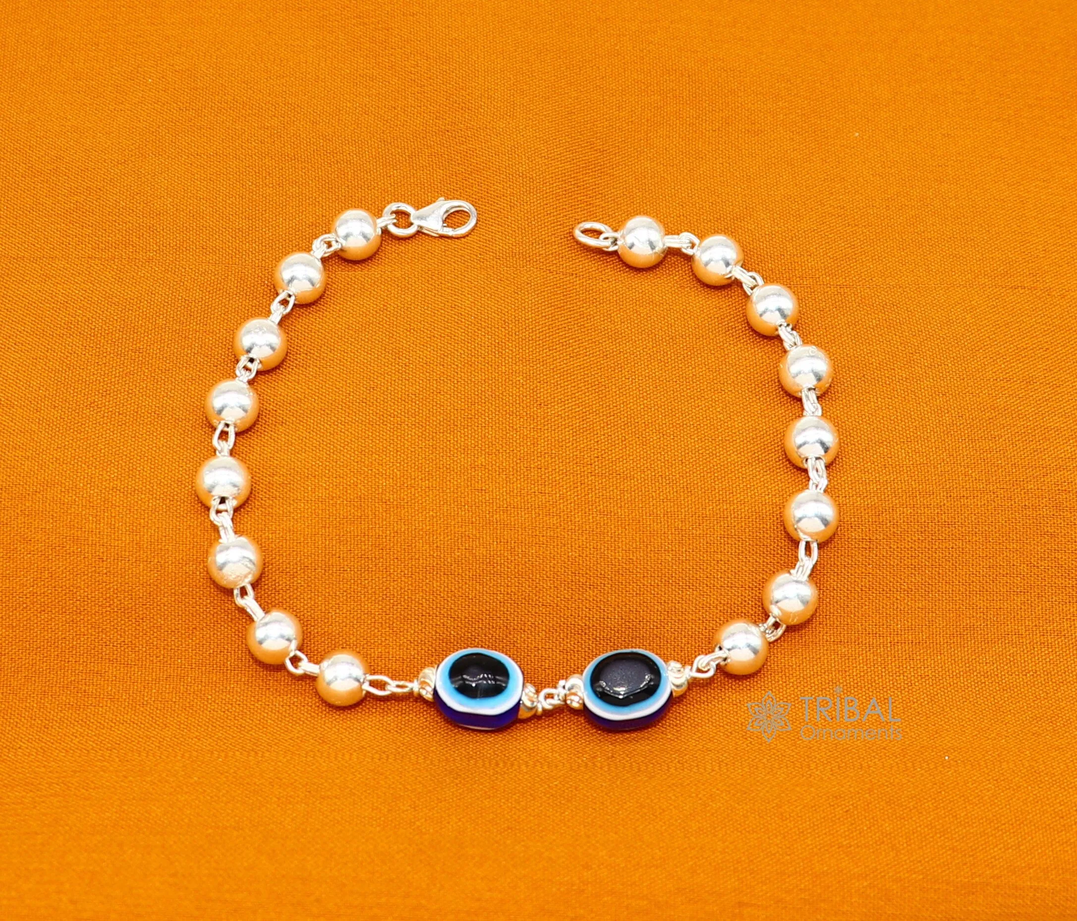 925 sterling silver handmade silver beaded evil eye bracelet, amazing stylish unisex cultural trendy bracelet all sizes jewelry sbr464