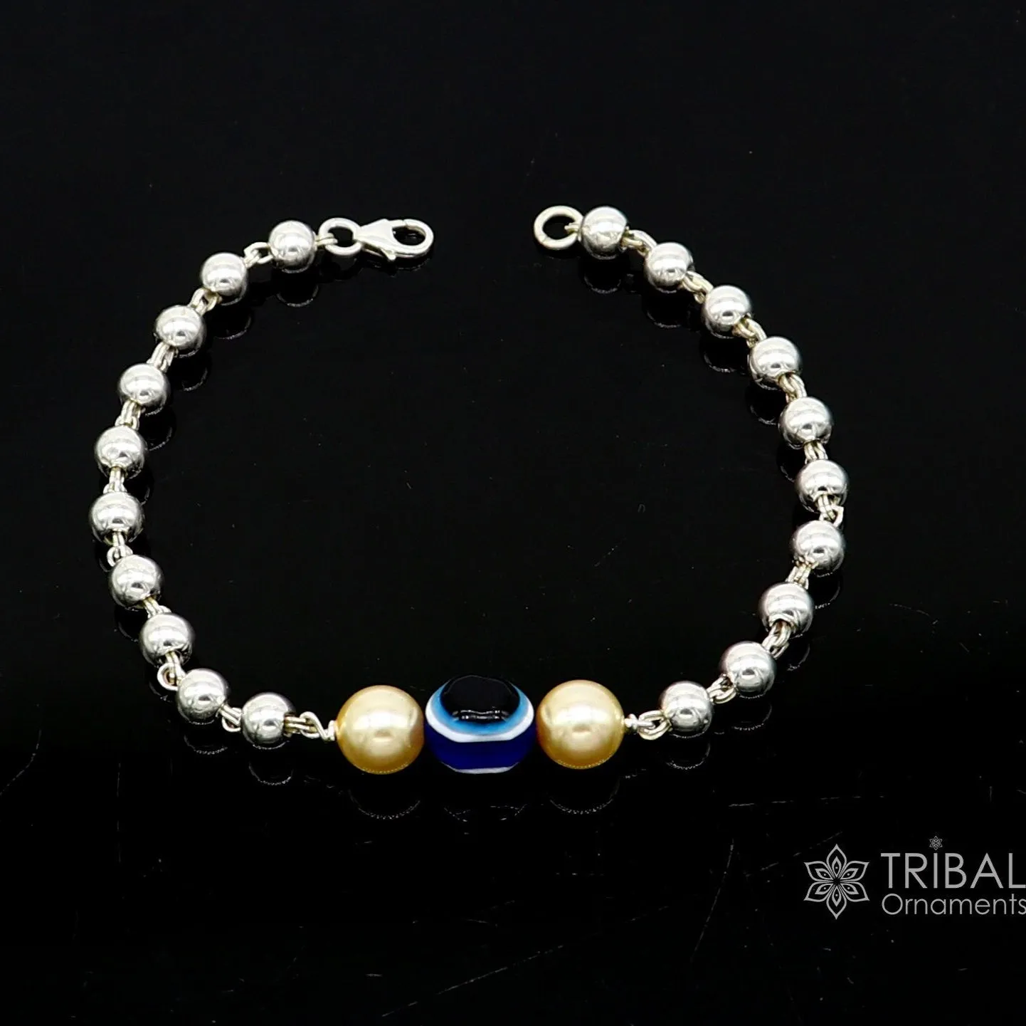 925 sterling silver handmade silver beaded evil eye bracelet, amazing stylish unisex cultural trendy bracelet all sizes jewelry sbr466