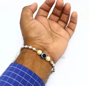 925 sterling silver handmade silver beaded evil eye bracelet, amazing stylish unisex cultural trendy bracelet all sizes jewelry sbr466
