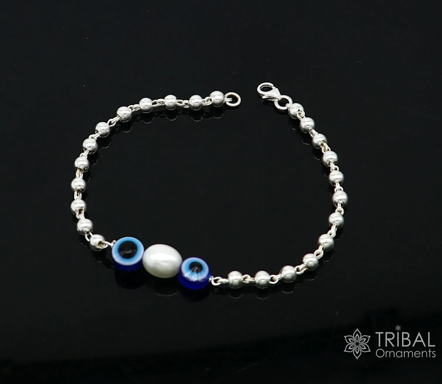 925 sterling silver handmade silver beaded evil eye bracelet, chunky stylish unisex cultural trendy bracelet all sizes jewelry sbr470