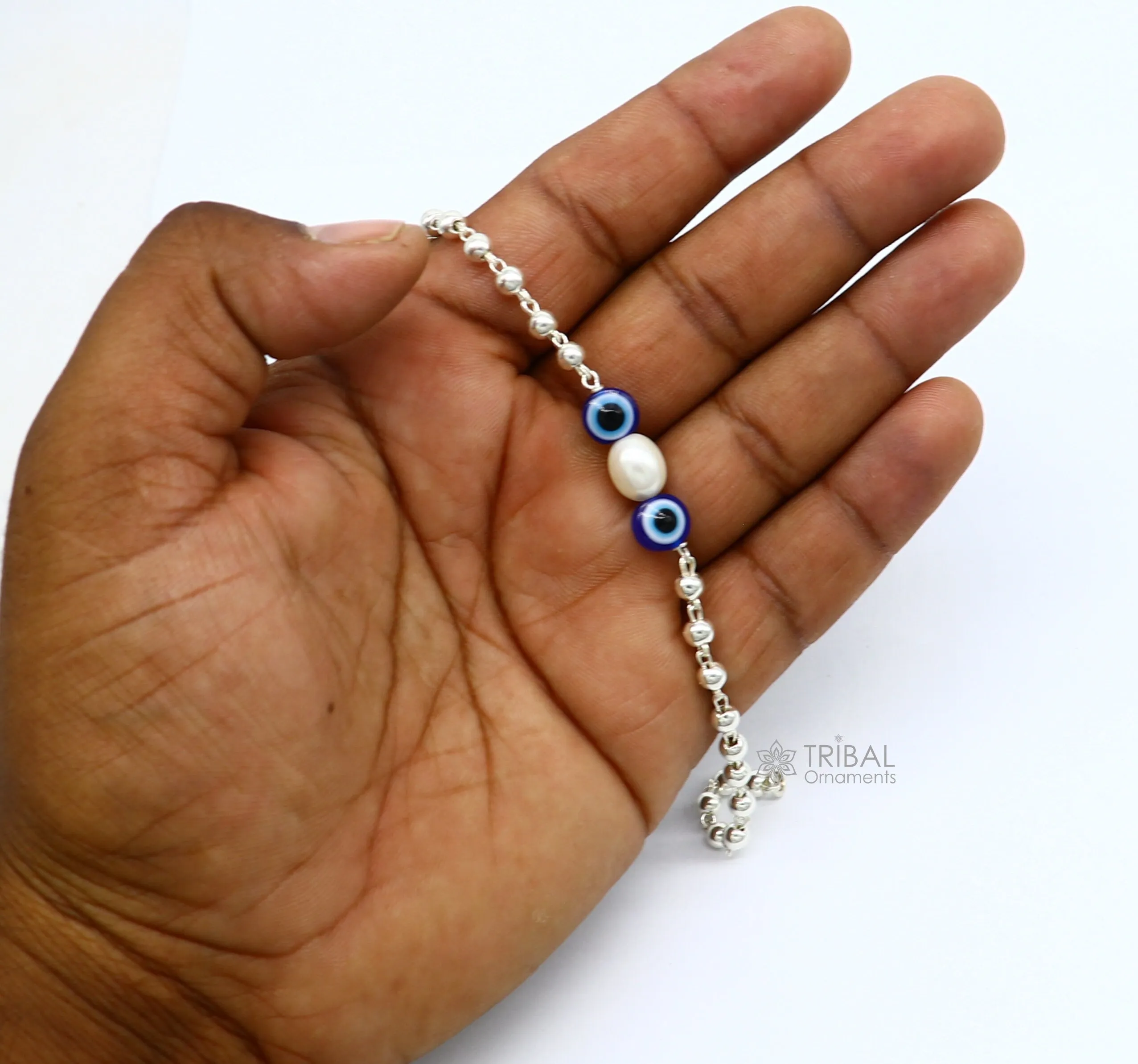 925 sterling silver handmade silver beaded evil eye bracelet, chunky stylish unisex cultural trendy bracelet all sizes jewelry sbr470