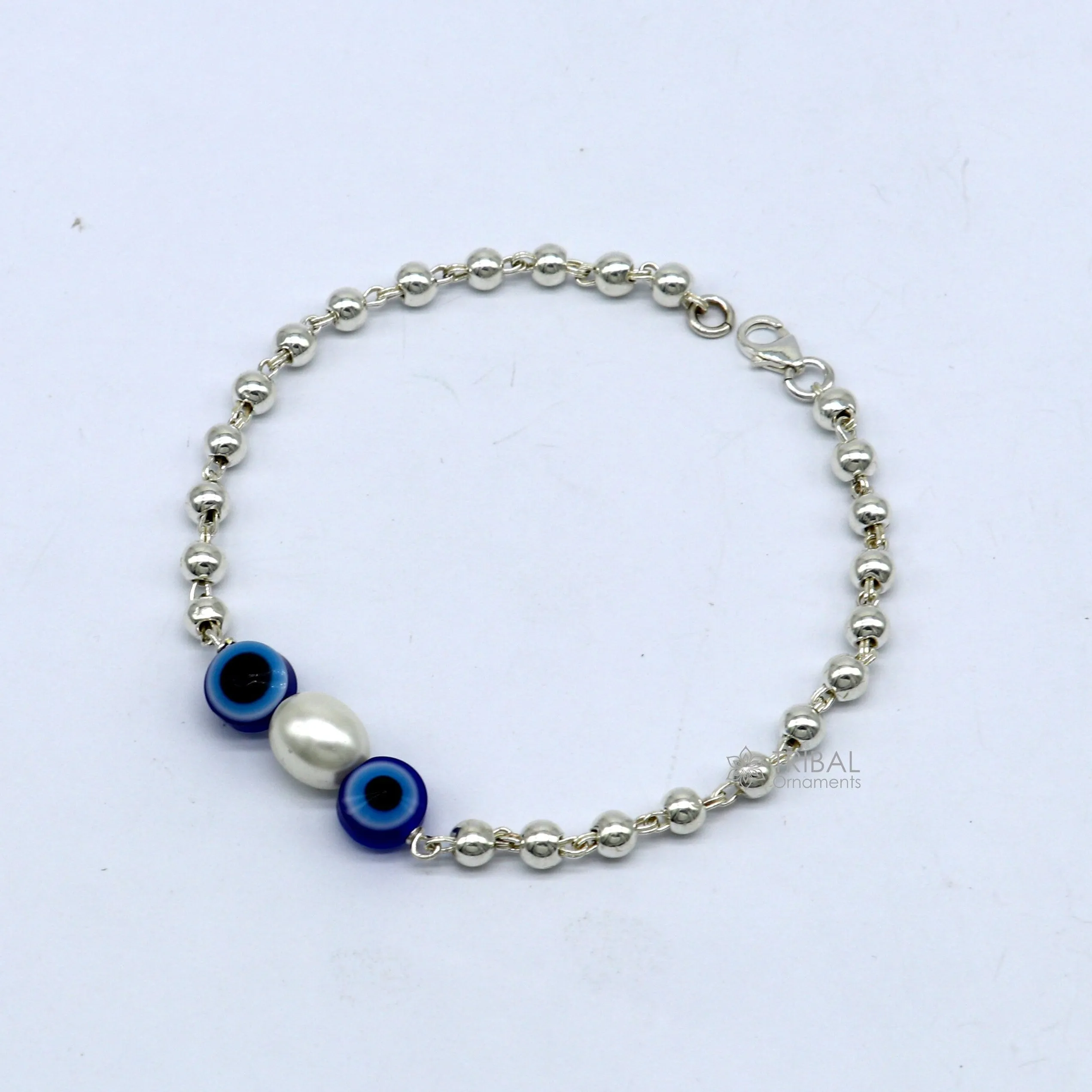 925 sterling silver handmade silver beaded evil eye bracelet, chunky stylish unisex cultural trendy bracelet all sizes jewelry sbr470