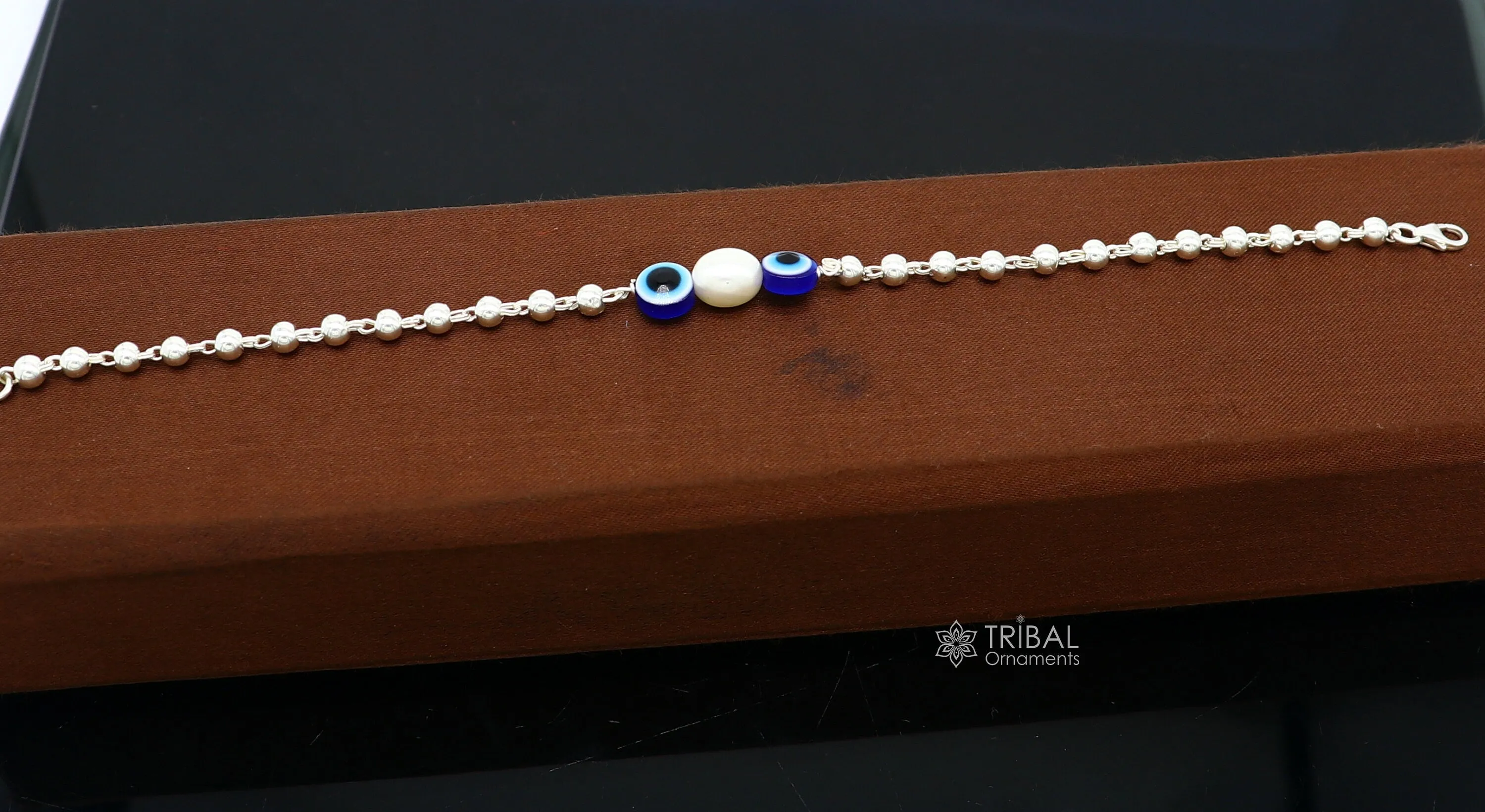 925 sterling silver handmade silver beaded evil eye bracelet, chunky stylish unisex cultural trendy bracelet all sizes jewelry sbr470