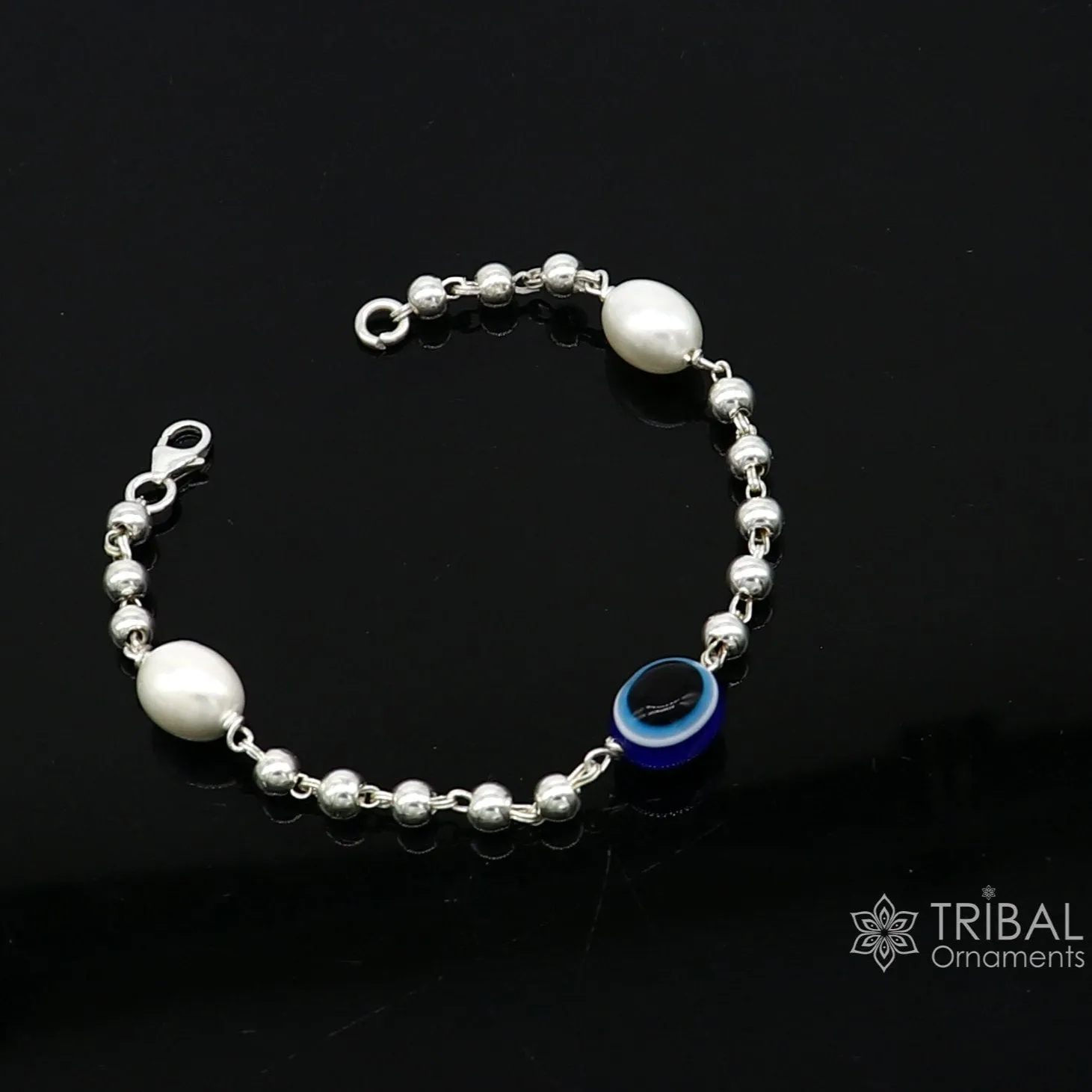 925 sterling silver handmade silver beaded evil eye bracelet, stylish unisex cultural trendy bracelet all sizes jewelry sbr471
