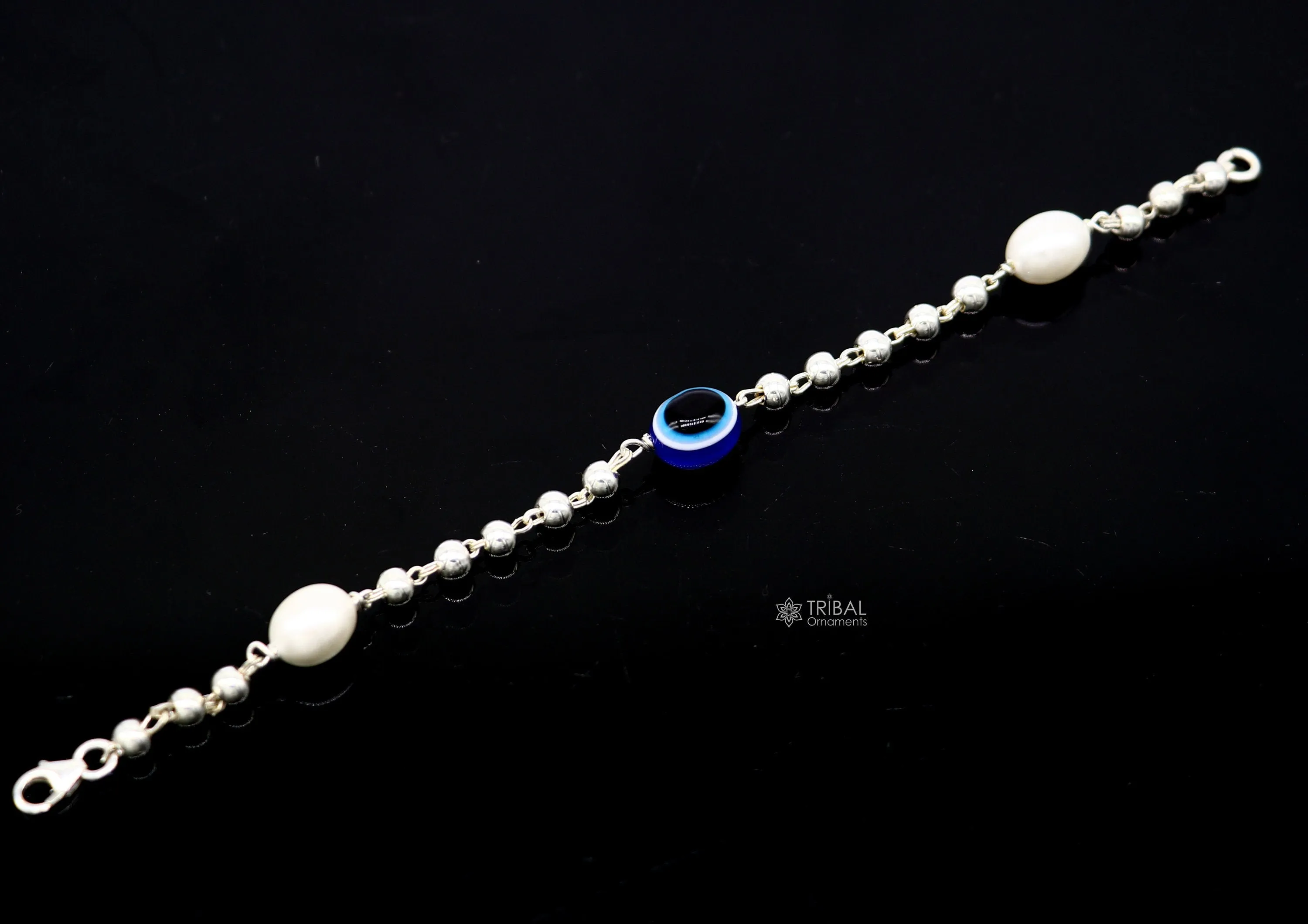 925 sterling silver handmade silver beaded evil eye bracelet, stylish unisex cultural trendy bracelet all sizes jewelry sbr471