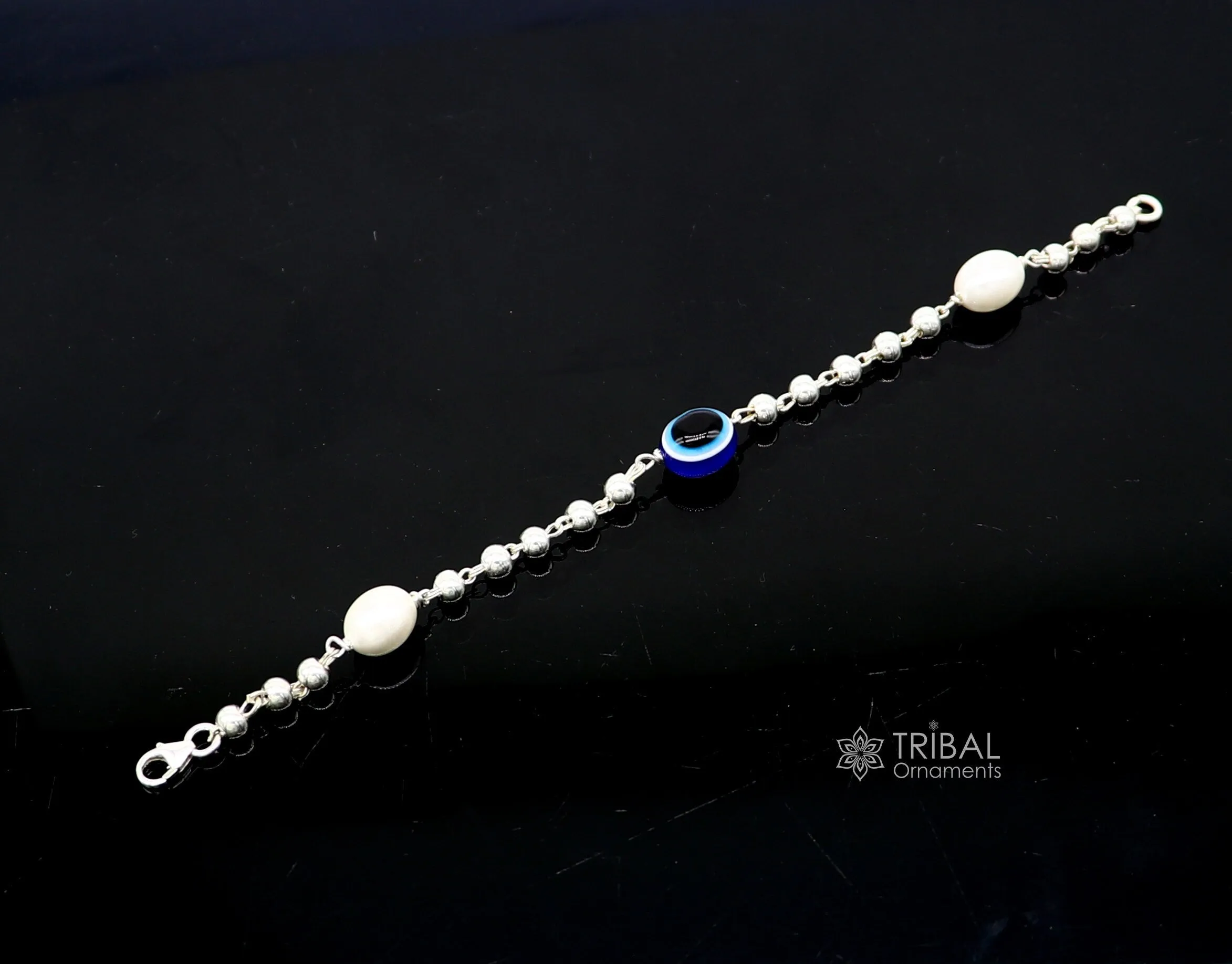 925 sterling silver handmade silver beaded evil eye bracelet, stylish unisex cultural trendy bracelet all sizes jewelry sbr471