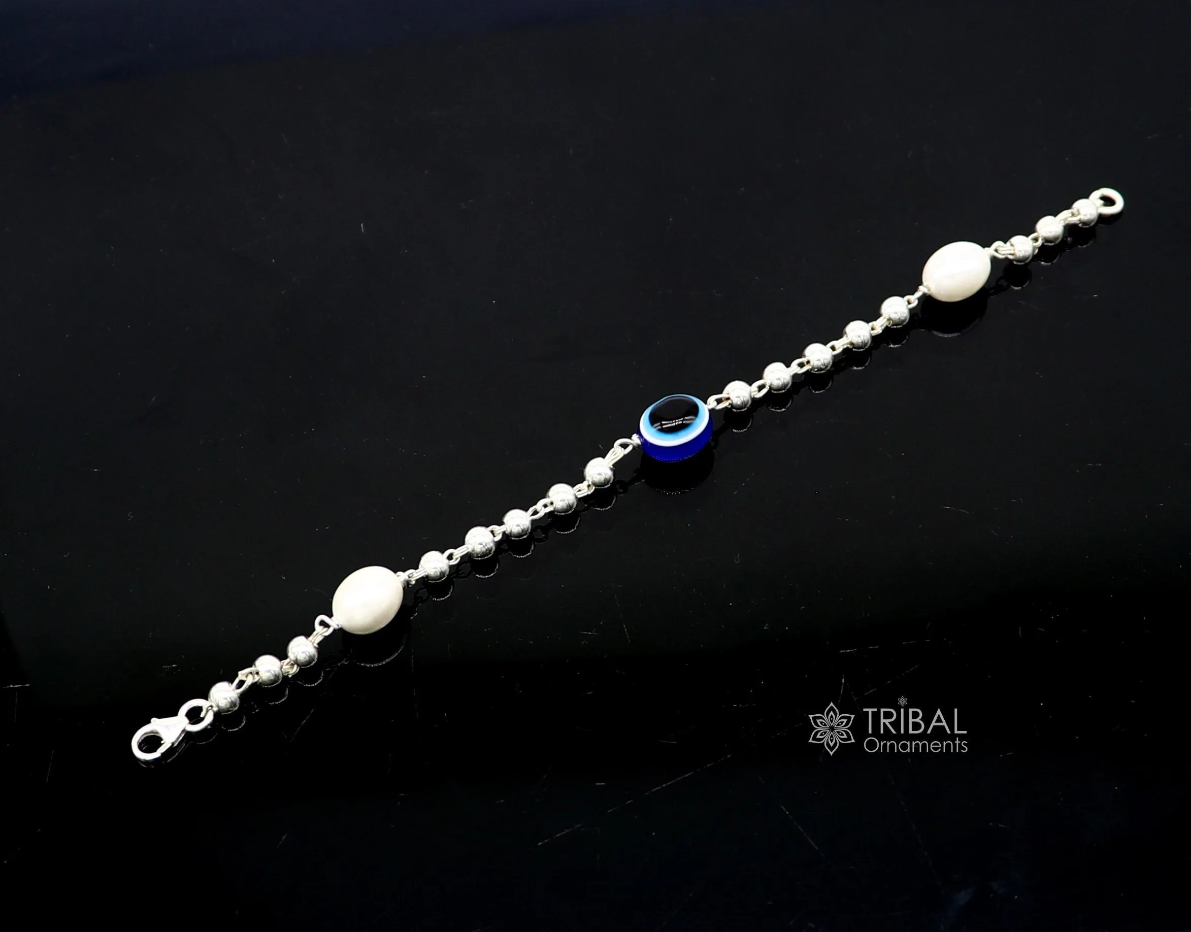 925 sterling silver handmade silver beaded evil eye bracelet, stylish unisex cultural trendy bracelet all sizes jewelry sbr471